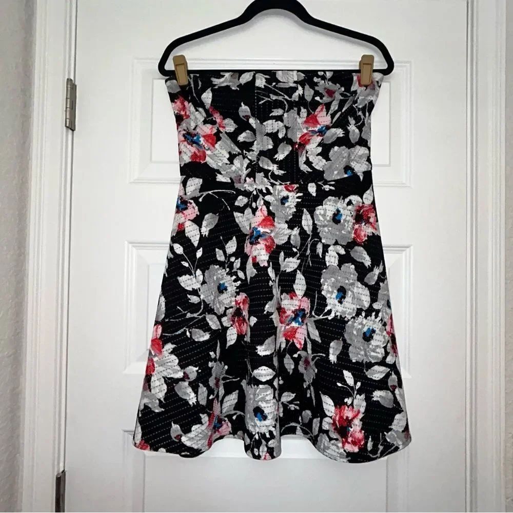 Express Floral Print A-Line Strapless Dress